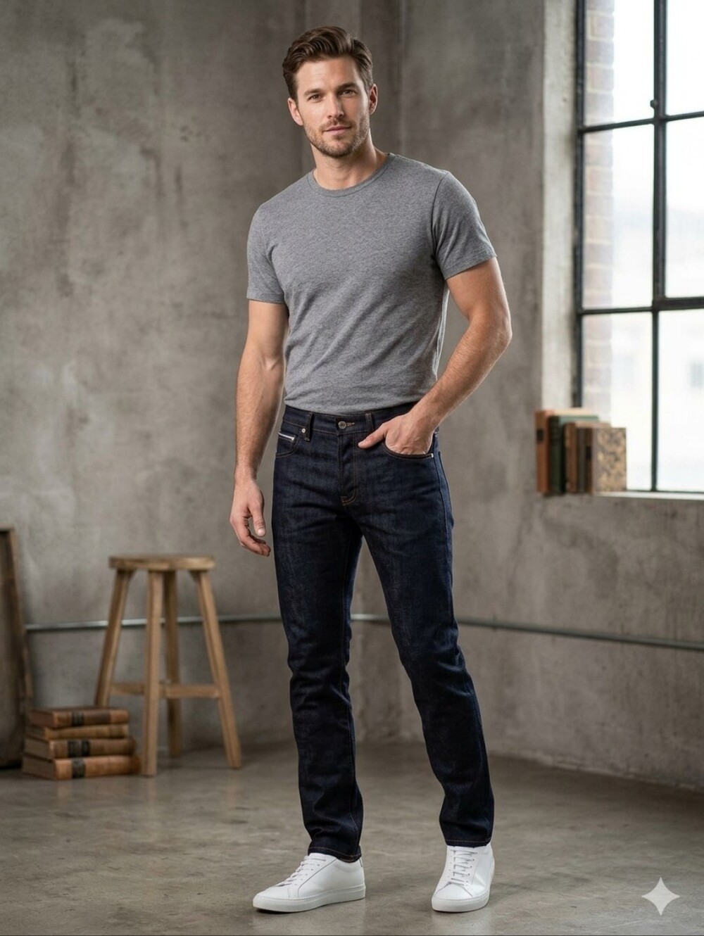 Naked & Famous Denim Slim Straight Jeans in Dark Indigo